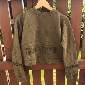 Adidas Three Stripes Cropped Sweatshirt